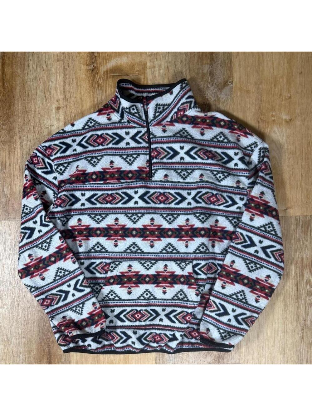 Multicolored Aztec Patterned Fleece Quarter-Zip – Fits L/XL